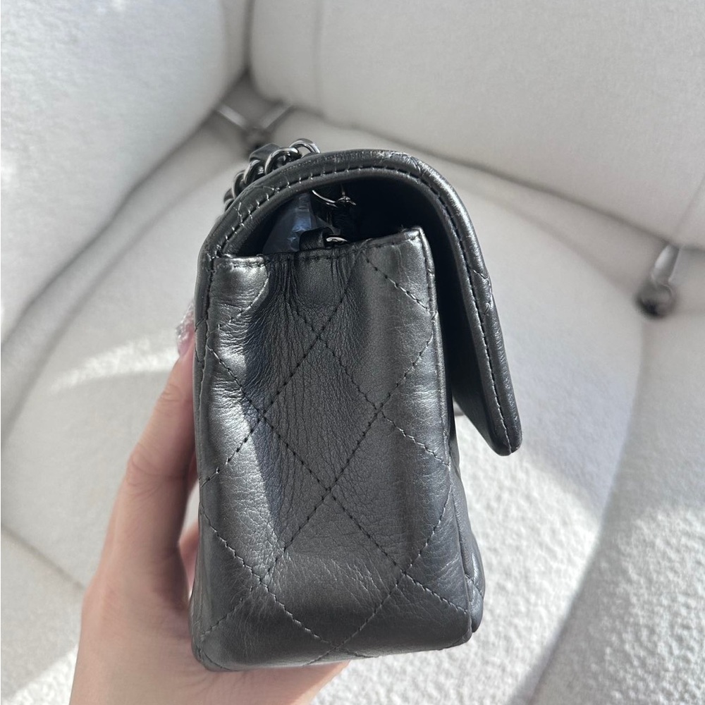 SOLD - CHANEL Iridescent Charcoal Calfskin Mini Rectangular Flap Bag - Picture 4 of 7